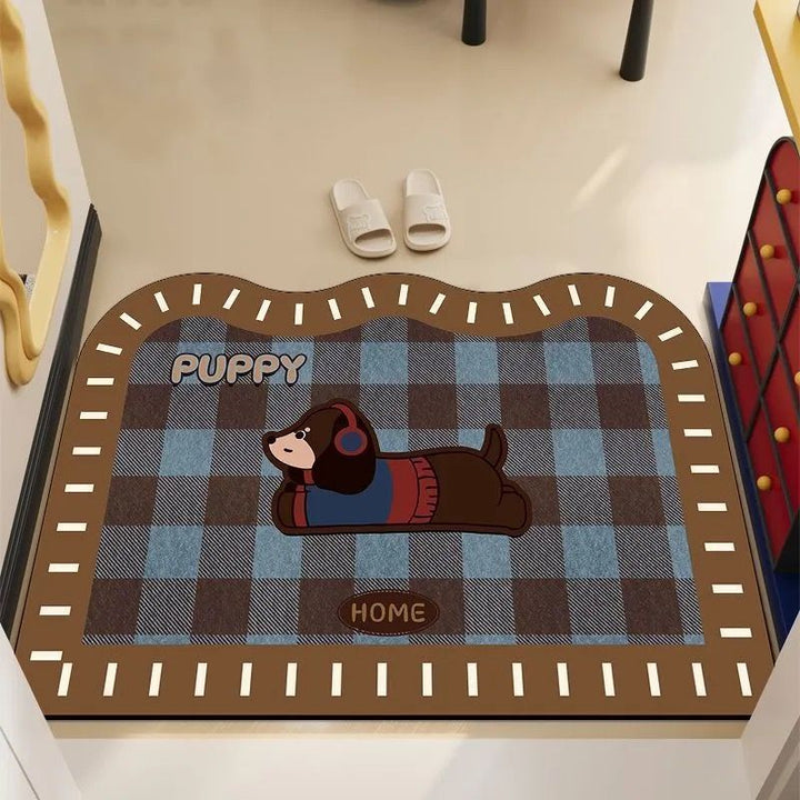 Playful Cartoon Dog-Themed Area Mat