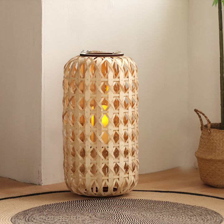 Elegant lantern made of handwoven natural material Stornfield