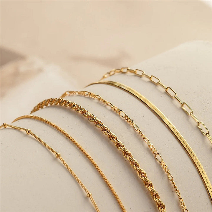 Multiple Textured Chain Bracelet Set Stornfield