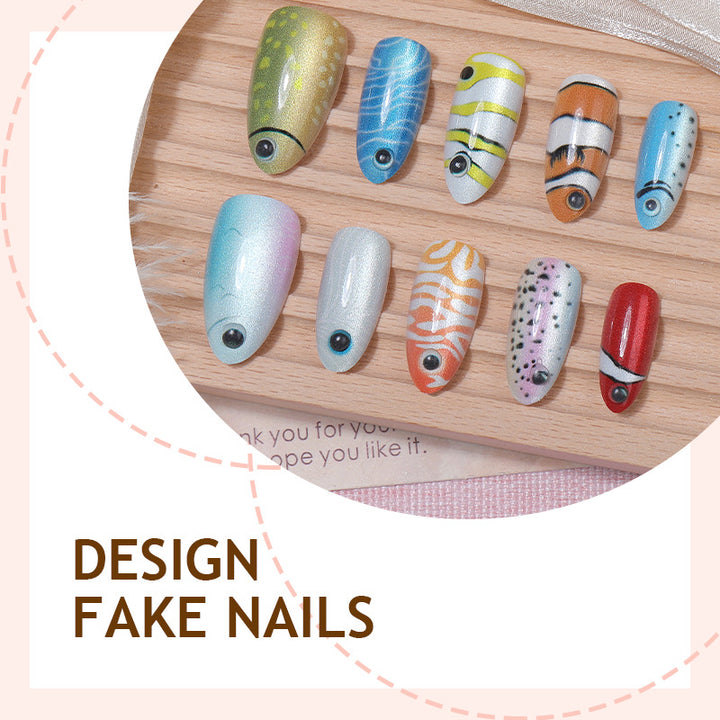 Creative nail art set with colorful animal motifs and glitter accents Stornfield
