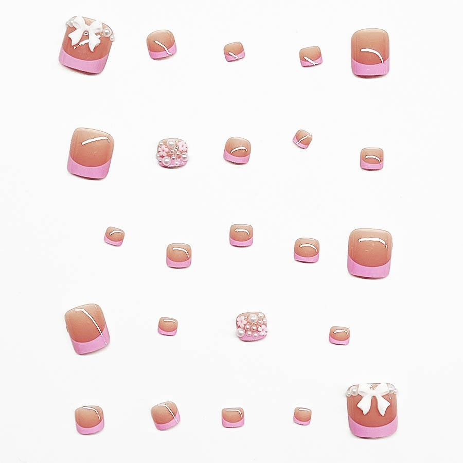 Decorative Press-On Nail Art Set with Floral and Bow Accents Stornfield