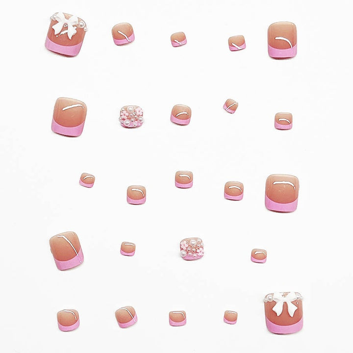 Decorative Press-On Nail Art Set with Floral and Bow Accents Stornfield