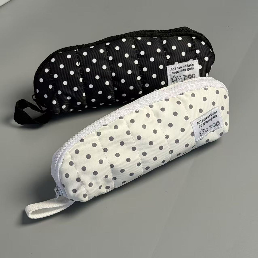 Quilted Dot Print Pencil Case