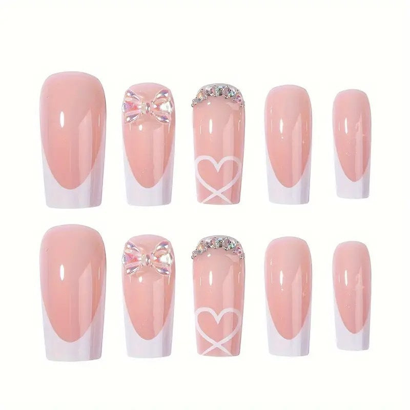 Acrylic nail set with elegant butterfly accents and rhinestones Stornfield