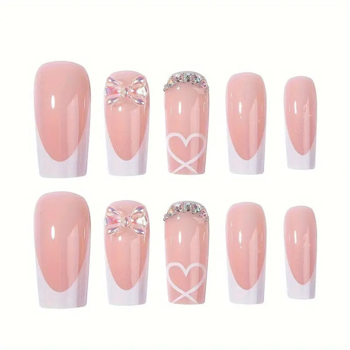 Acrylic nail set with elegant butterfly accents and rhinestones Stornfield