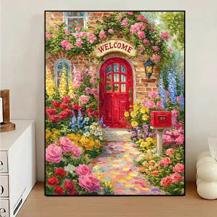 Charming Floral Welcome Canvas Art Stornfield