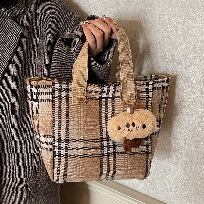 Casual Plaid Shopping Tote