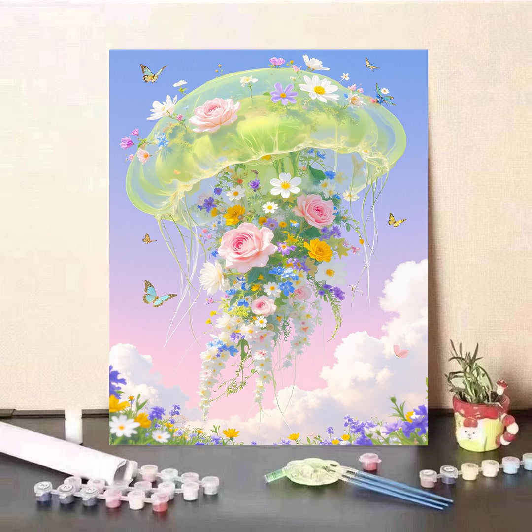 Floral Jellyfish Canvas Print Stornfield