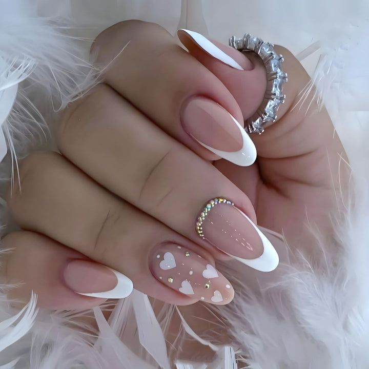 Acrylic Nail Set with Elegant Bows and Glamorous Accent Stornfield