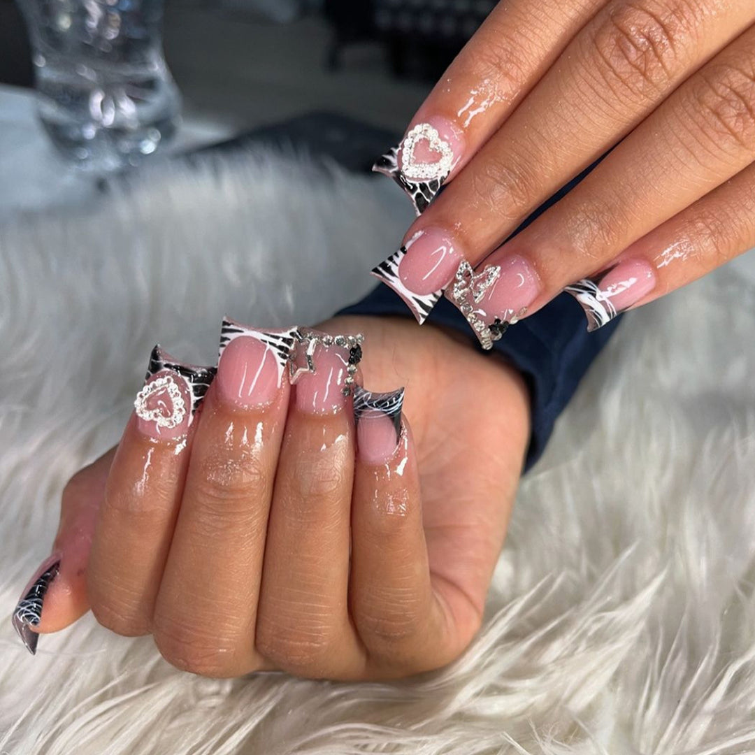Glamorous Rhinestone Accent Nail Extensions Stornfield