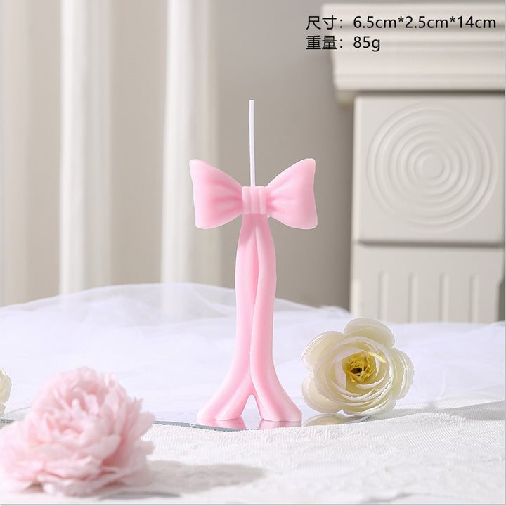Sculptural Bow-Tail Decorative Taper Candle