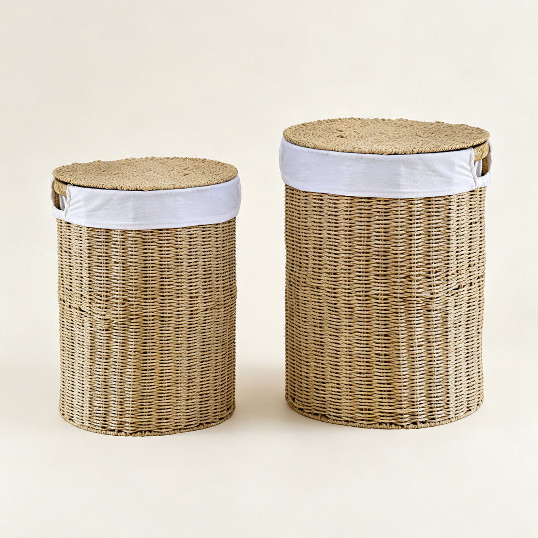 Rustic laundry basket made of woven material Stornfield