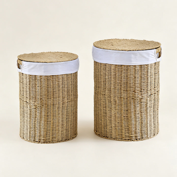 Rustic laundry basket made of woven material Stornfield