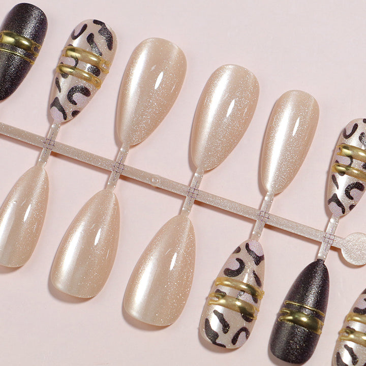 Artistic Press-On Nail Set with Contemporary Patterns Stornfield