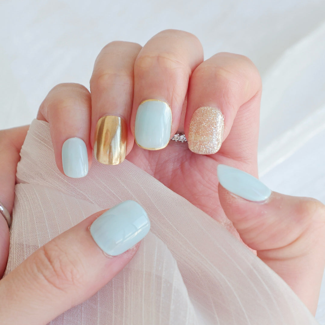 Artistic Press-On Nail Art Set with Heart and Celestial Designs