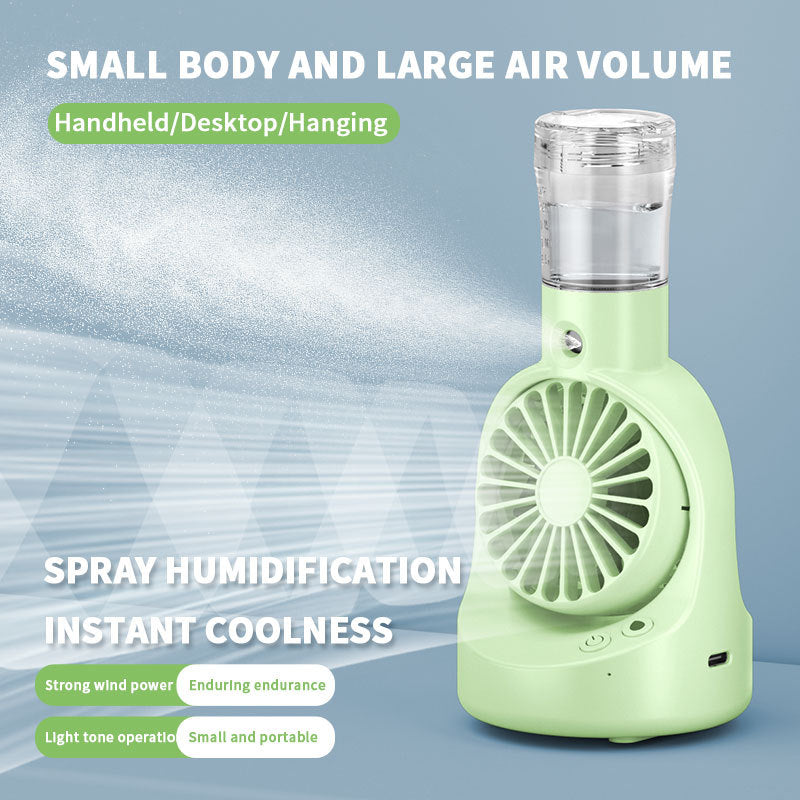 Cooling portable misting handheld fan with detachable water reservoir and adjustable-angle stand Stornfield