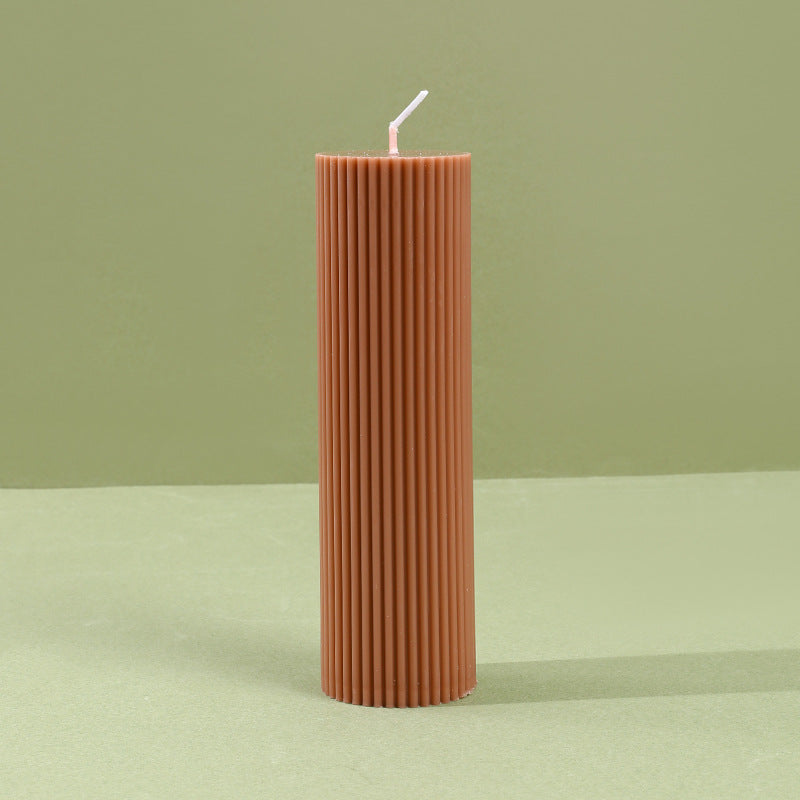 Decorative Tall Ribbed Column Candle for Home Ambience