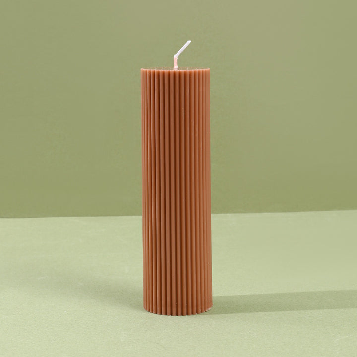 Decorative Tall Ribbed Column Candle for Home Ambience