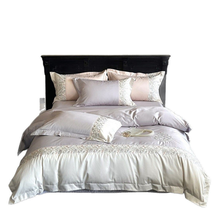Luxury Embroidered Sateen Cotton Duvet Cover Set