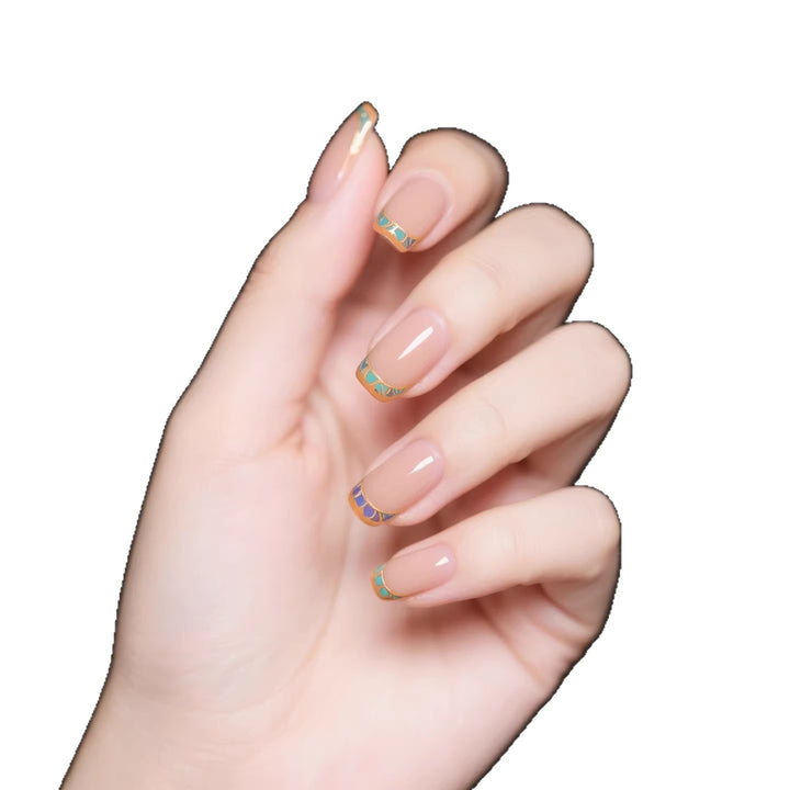 Decorative French Tip Press-On Nails