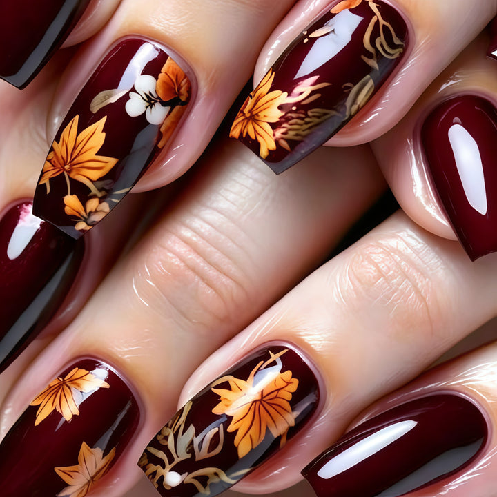 Artificial nails with floral autumn design Stornfield