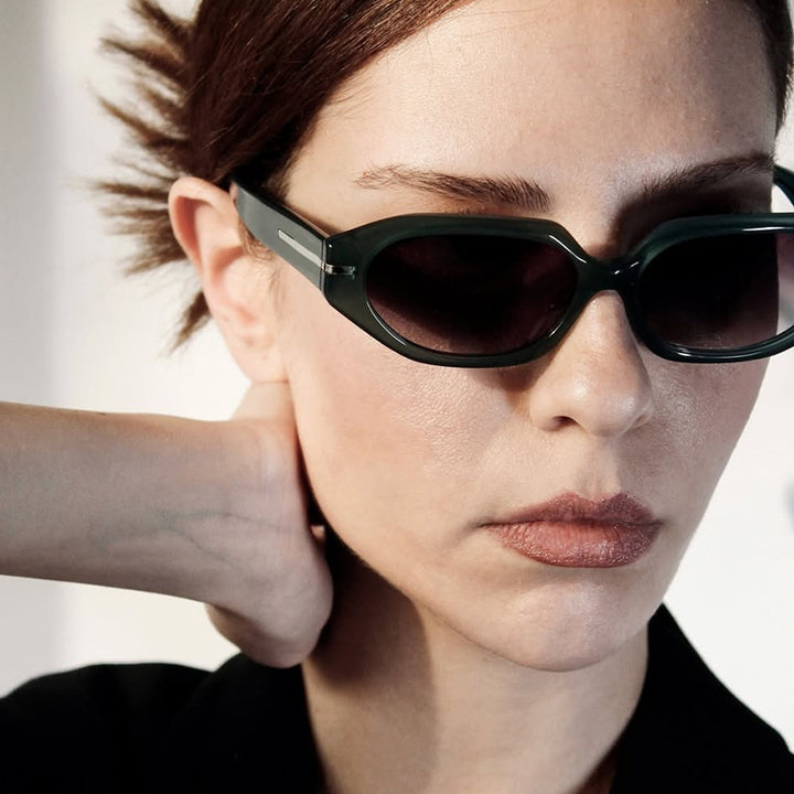 Women's stylish geometric sunglasses with mirrored lenses and unique frame Stornfield