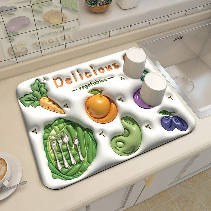 Decorative Soft Floral Patterned Kitchen Mat