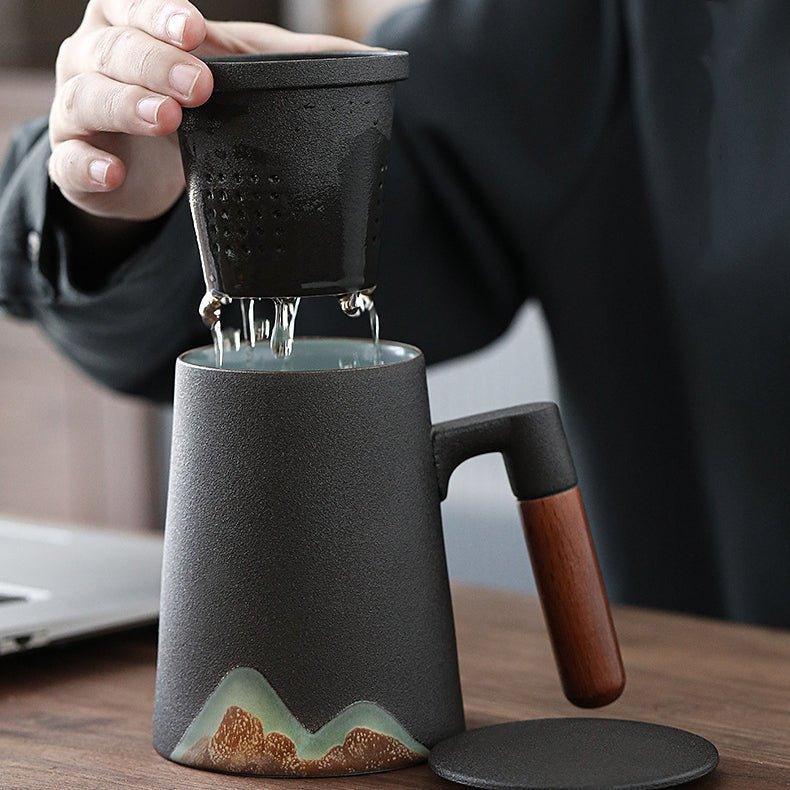 Mountain Themed Ceramic Tea Cups With Filter | Stornfield
