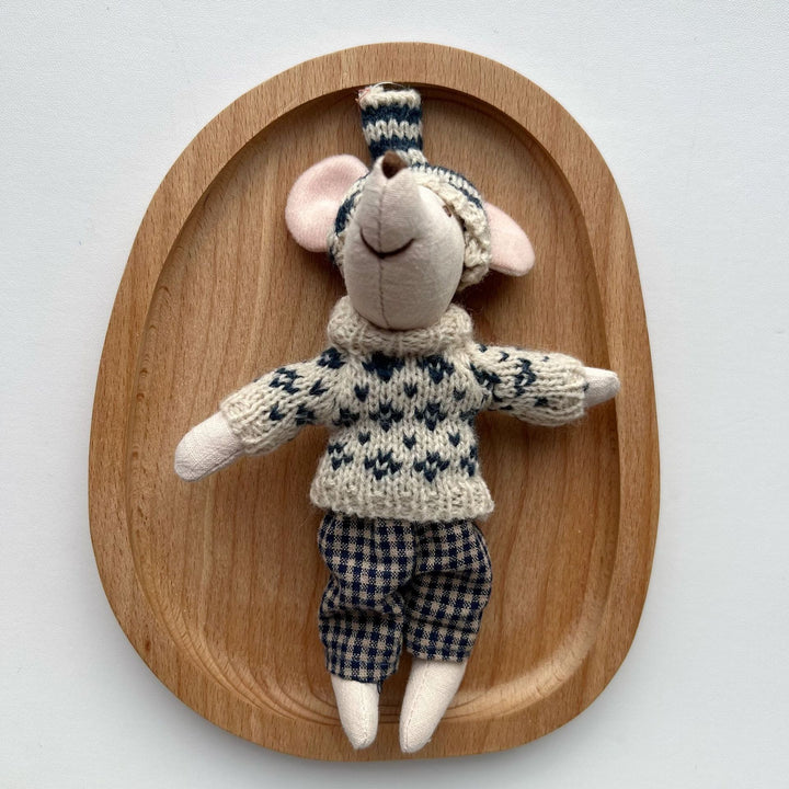 Handcrafted Cotton Plush Mouse Doll with Crocheted Dress