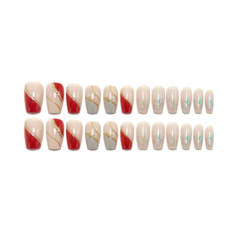 Artificial nails with elegant gold pattern Stornfield