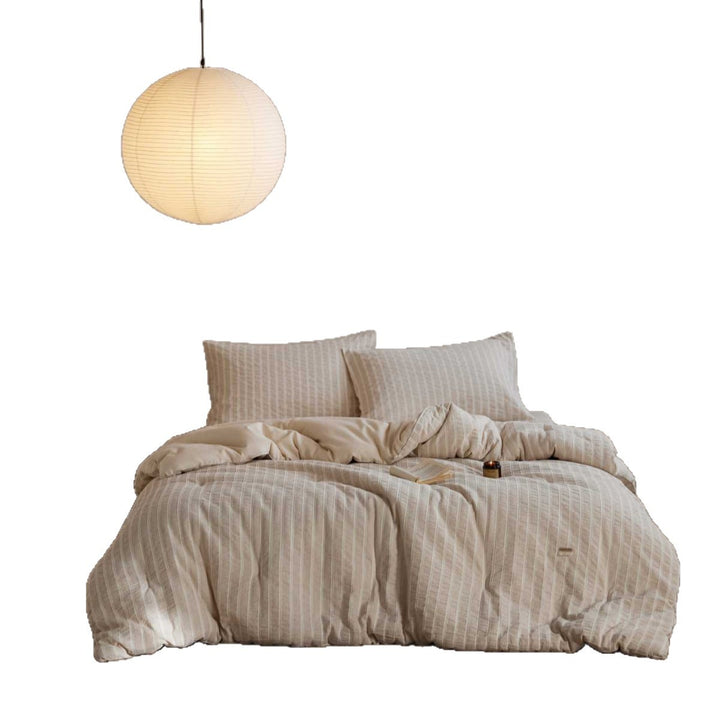 Padded futon cushion made of cotton-linen with fine quilting