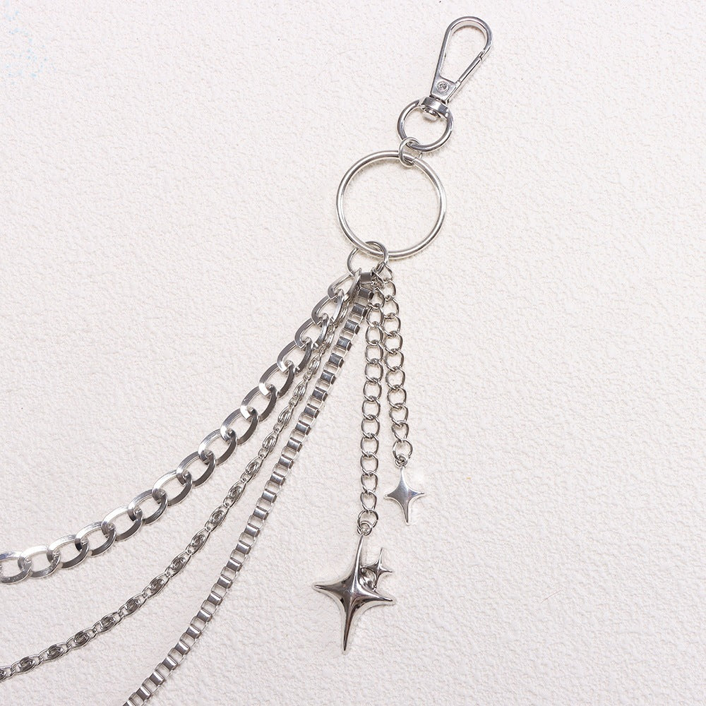 Fashionable keychain chain with sparkling stars Stornfield