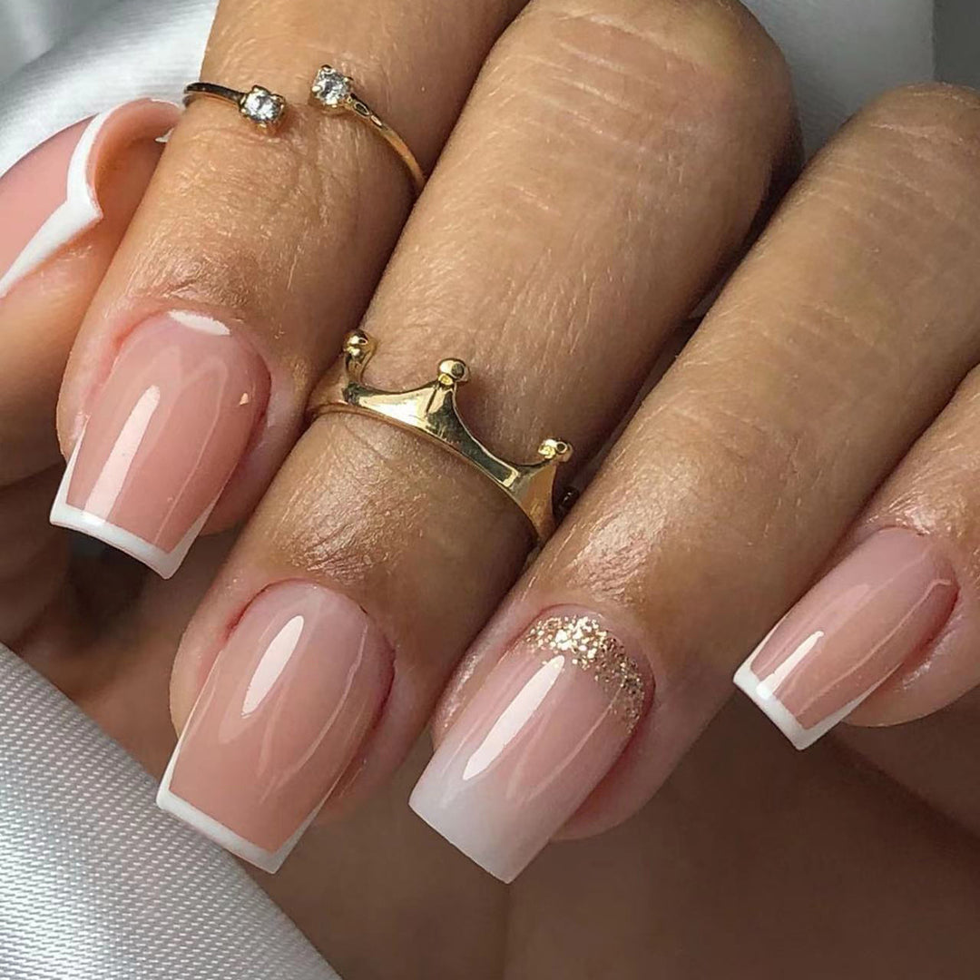 Artistic nail extensions with French design Stornfield