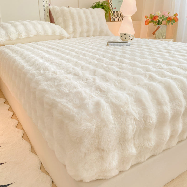 Plush Textured Furry Bedspread