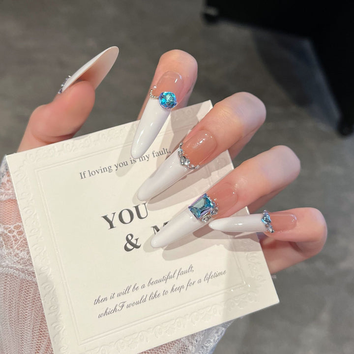 Glamorous Crystal-Studded Stiletto Press-On Nails Stornfield