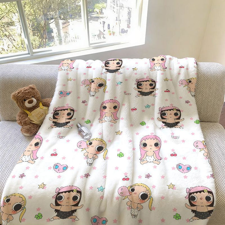 Cartoon Character-Themed Plush Throw Blanket