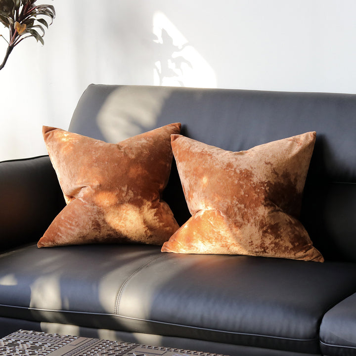 Square Crushed Velvet Decorative Throw Pillow Covers with Hidden Zipper