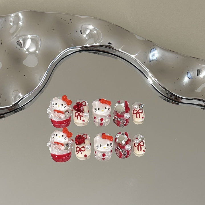 Whimsical Hello Kitty-Themed Press-On Nail Art Set