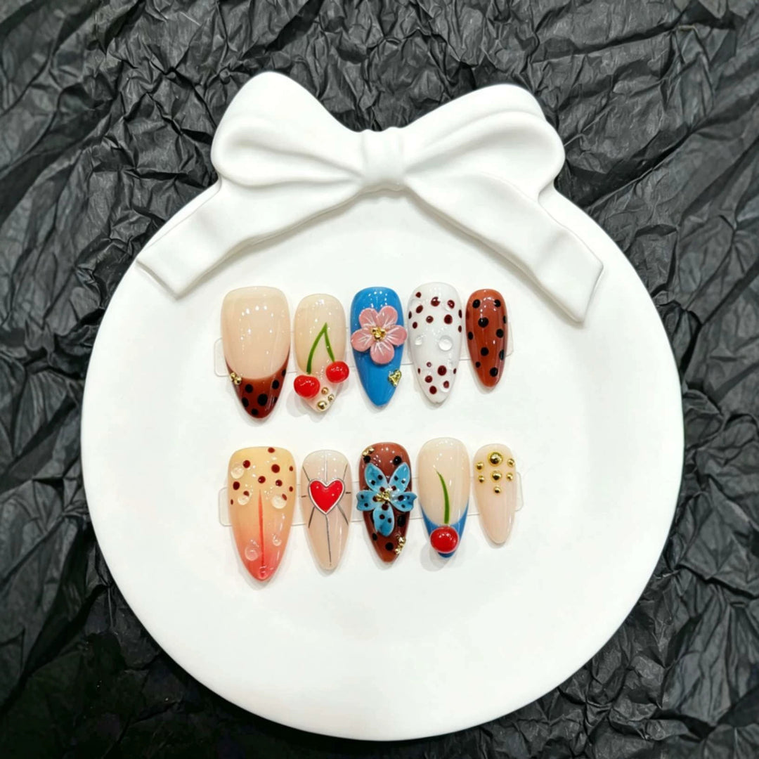 Decorative Press-On Nail Art Set with Vibrant Character Design