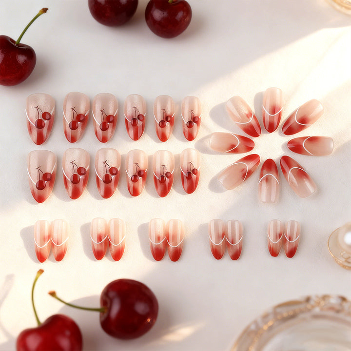 Cherry-Themed Press-On Nail Art Set Stornfield