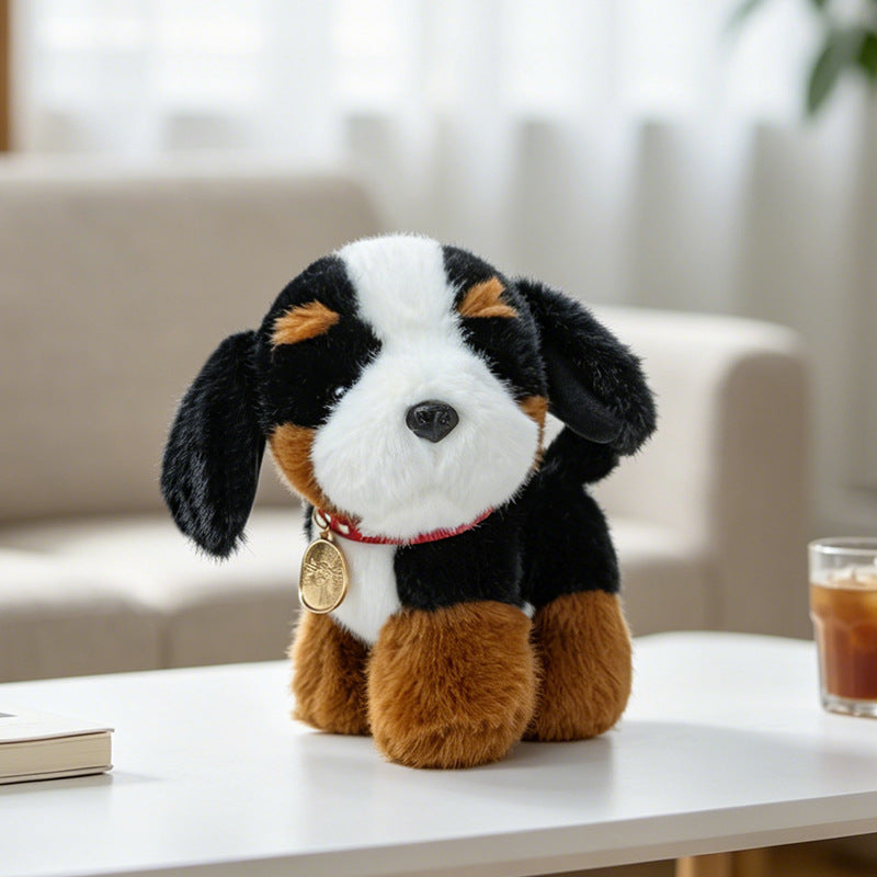 Plush Rottweiler-Style Collectible Puppy with Studded Collar and Gold Medallion Stornfield