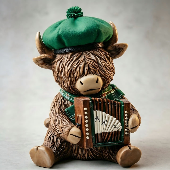 Decorative Highland Cattle Figure with Accordion Stornfield