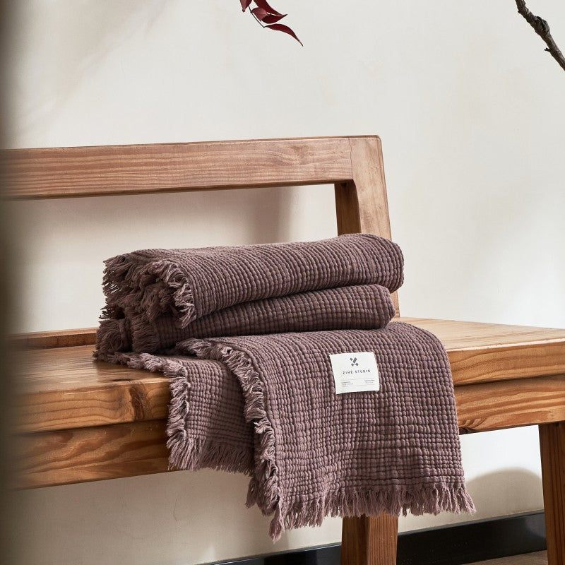 Women’s high-quality and luxurious waffle texture plaid blanket Stornfield