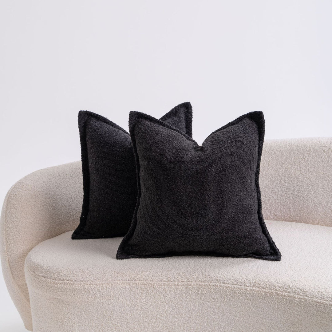 Premium Bouclé Square Cushion Pair with Sculpted Seams and Hidden Zip