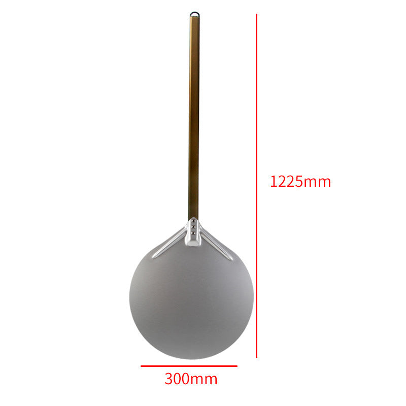 long wooden handled round aluminum pizza peel with reinforced neck Stornfield