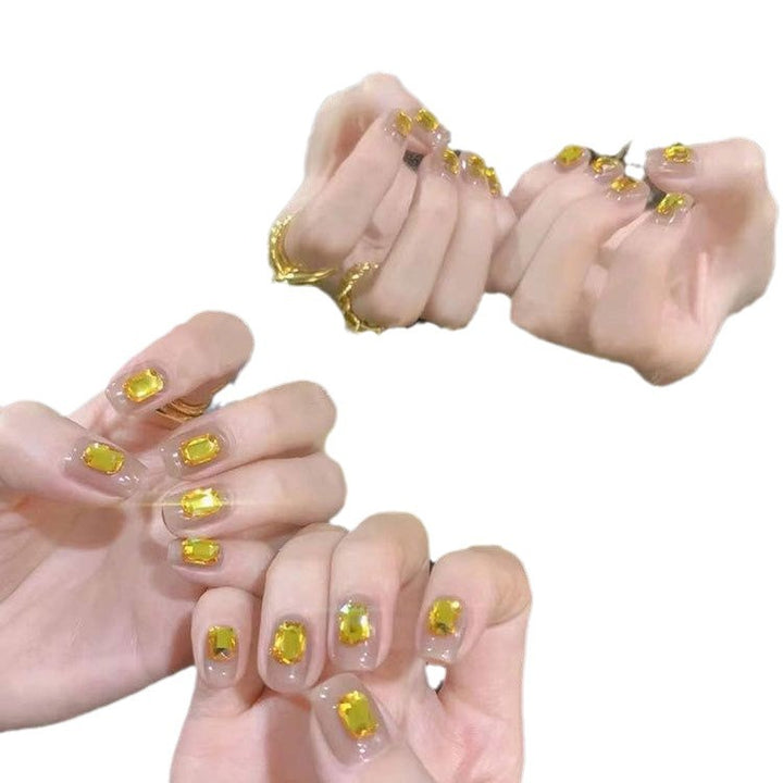 Premium Decorative Press-On Nail Set with Gemstone Accents Stornfield