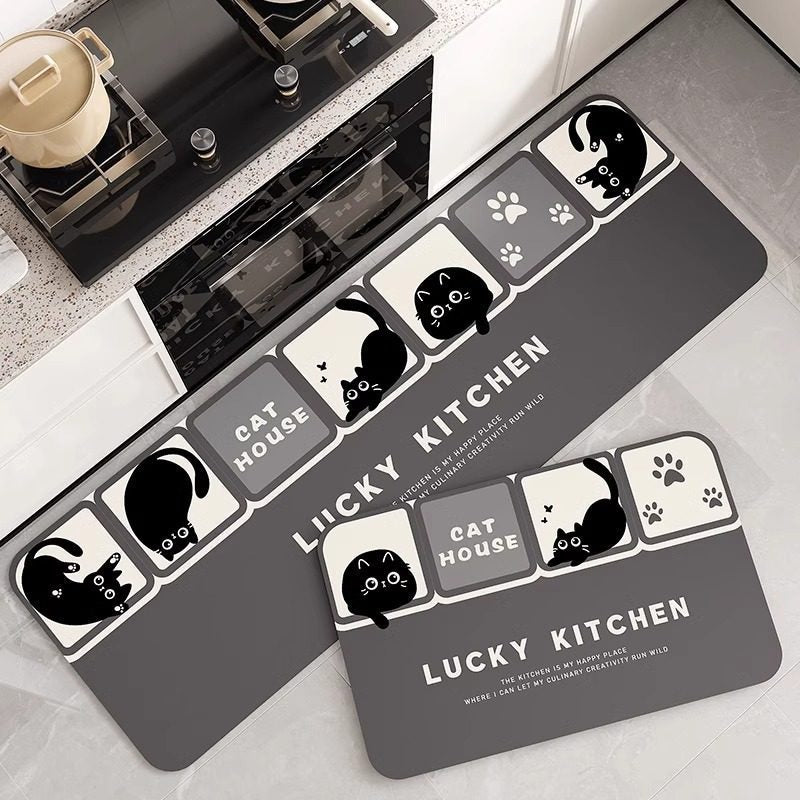 Cartoon Chef-Themed Kitchen Mat Set