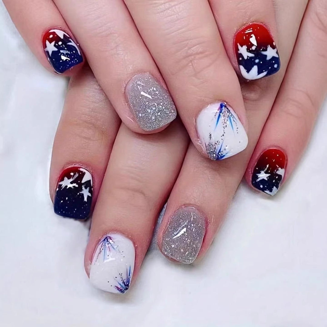 Patriotic Gel Nail Art Extensions Stornfield