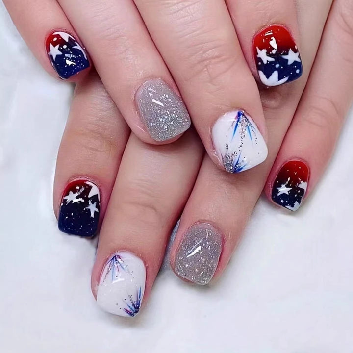 Patriotic Gel Nail Art Extensions Stornfield