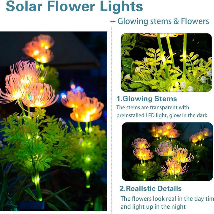 Realistic Solar LED Garden Flower Stake With Chrysanthemum Bloom And Flexible Waterproof Stem Stornfield